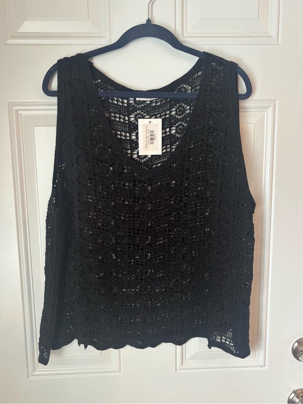 Timing Black Crochet Tank Top